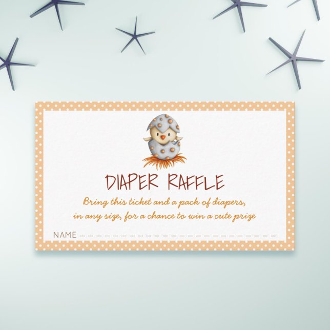 D'accompagnement Carte de tombola à couche neutre avec hachure de p (Cute gender neutral baby shower diaper raffle ticket with a bird illustration)