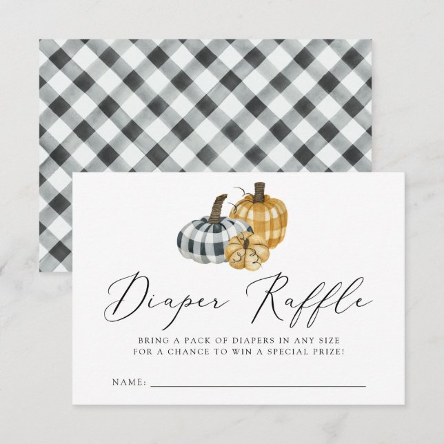 D'accompagnement Carte de tombola de couche pour Baby Shower Plaid  (Devant / Derrière)