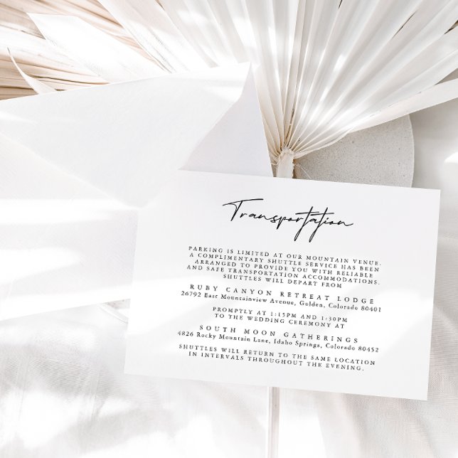 D'accompagnement Carte de transport de mariage simple noir et blanc (Créateur téléchargé)