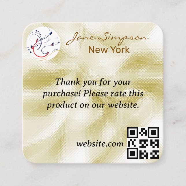 D'accompagnement Carte de visite avec logo à texture or élégant (Devant)