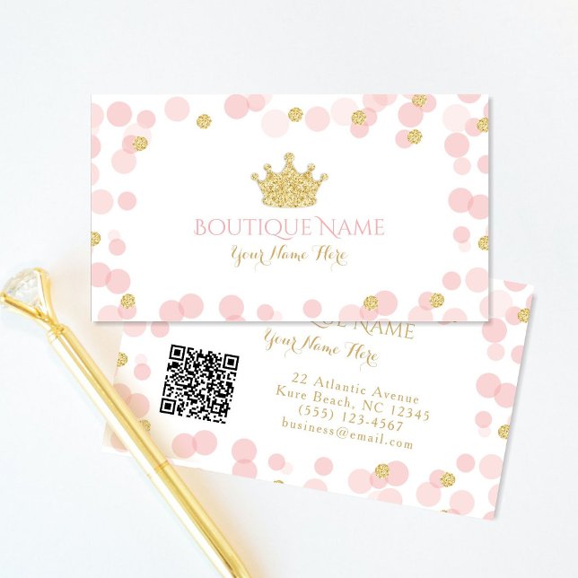 D'accompagnement Carte de visite code QR Princesse Rose Pailletée O (Créateur téléchargé)