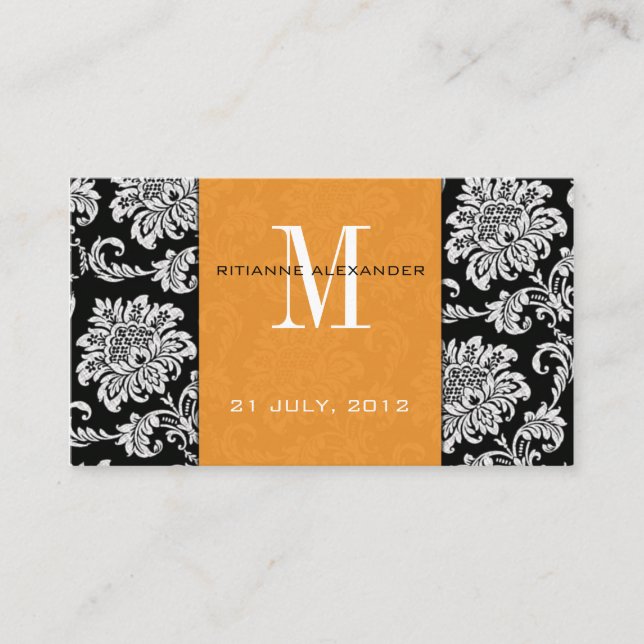 D'accompagnement Carte de visite de site Orange Mariage damassé (Devant)