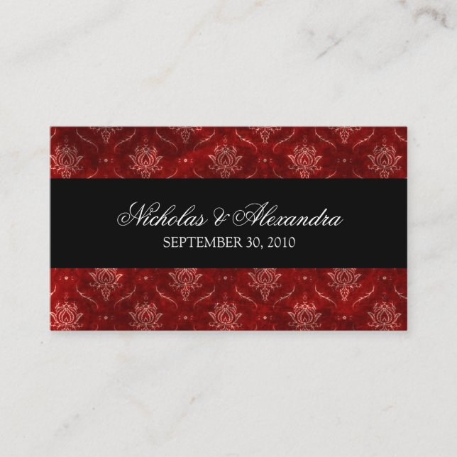 D'accompagnement Carte de visite de site Web Mariage de Velvet roug (Devant)
