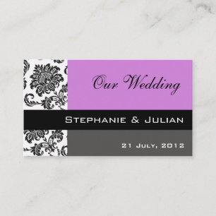 D'accompagnement Carte de visite de site Web Purple Mariage damassé