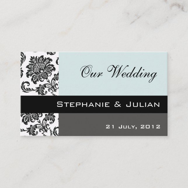 D'accompagnement Carte de visite du site Web Blue Mariage damassé (Devant)