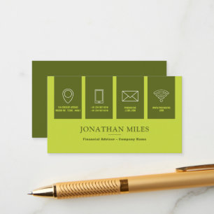 D'accompagnement Carte de visite professionnelle verte avec icône