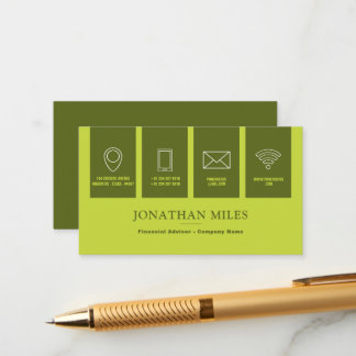D'accompagnement Carte de visite professionnelle verte avec icône