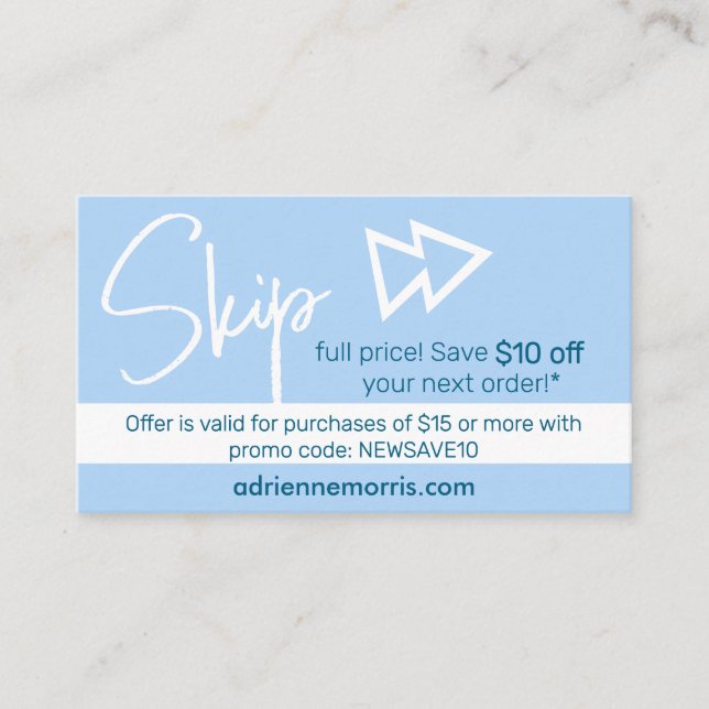 D'accompagnement Carte de visite promotionnelle 10% (Devant)