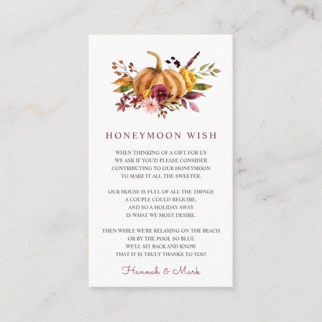 D'accompagnement Carte de vœu de fonds de lune de miel (Devant)