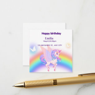 D'accompagnement Carte de vœux d'anniversaire licorne arc-en-ciel