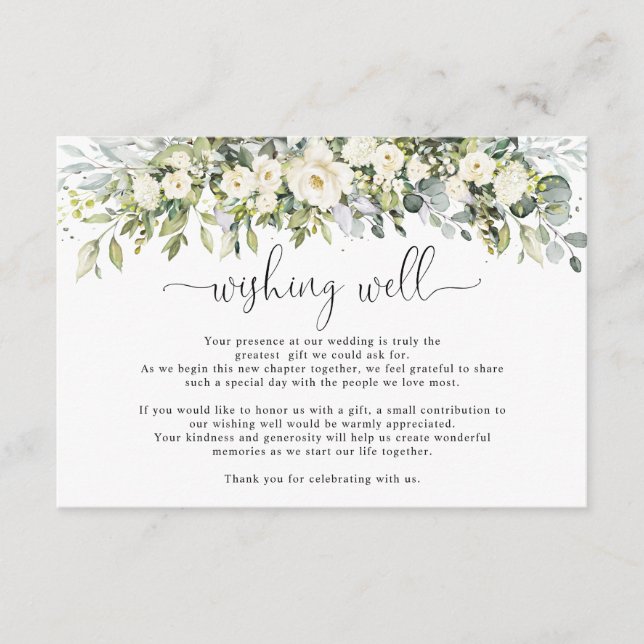 D'accompagnement Carte de vœux de mariage à fleurs blanches pour le (Devant)