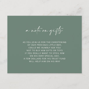 D'accompagnement Carte de voeux Simple Green pour baptême