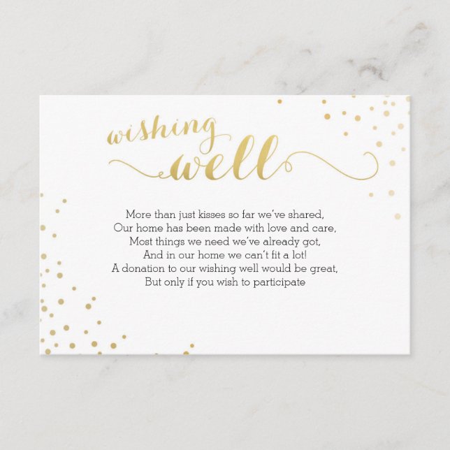 D'accompagnement Carte de Wishing Wishing Well Card Faux Gold (Devant)