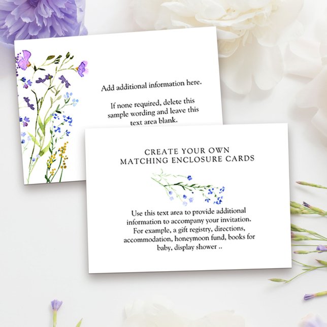 D'accompagnement Carte décorative Fleur sauvage violette Créez votr (DIY Reception Card or Enclosure Card from my Purple Wildflower Collection. )