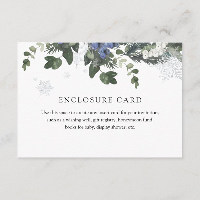 D'accompagnement Carte d'encart de bleu de verdure d'hiver (Devant)