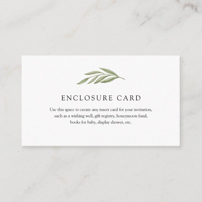 D'accompagnement Carte d'encart de branche de verdure unique (Devant)