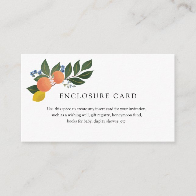 D'accompagnement Carte d'encart de citrus orange (Devant)