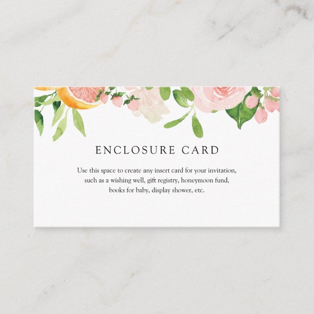 D'accompagnement Carte d'encart de fleurs d'agrumes roses (Devant)