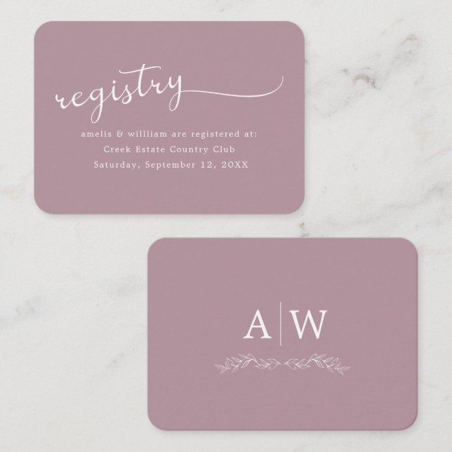 D'accompagnement Carte d'encart de mariage à monogramme de feuille  (Devant / Derrière)