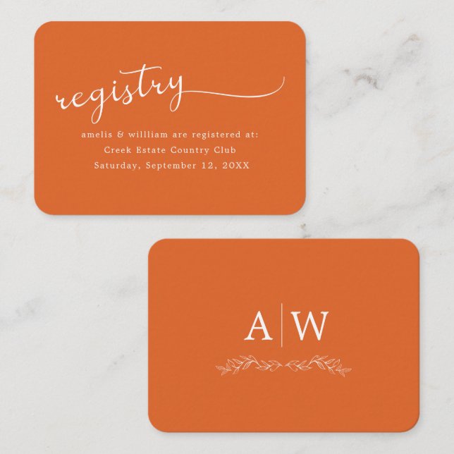 D'accompagnement Carte d'encart de mariage à monogramme de feuille  (Devant / Derrière)