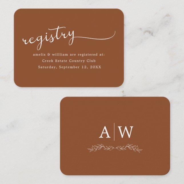 D'accompagnement Carte d'encart de mariage à monogramme de feuille  (Devant / Derrière)