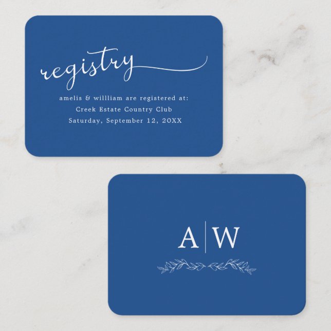 D'accompagnement Carte d'encart de mariage à monogramme de feuille  (Devant / Derrière)