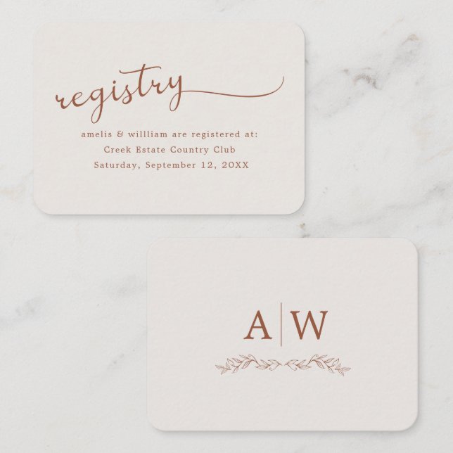 D'accompagnement Carte d'encart de mariage à monogramme de feuille  (Devant / Derrière)