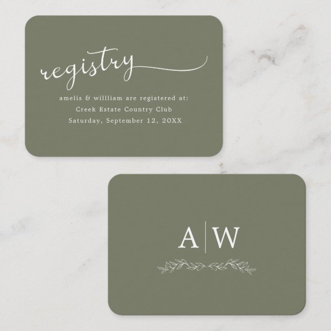 D'accompagnement Carte d'encart de mariage à monogramme de feuille  (Devant / Derrière)