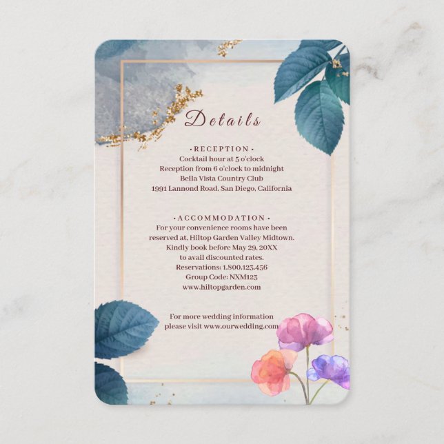 D'accompagnement Carte d'encart de mariage botanique rustique éléga (Devant)