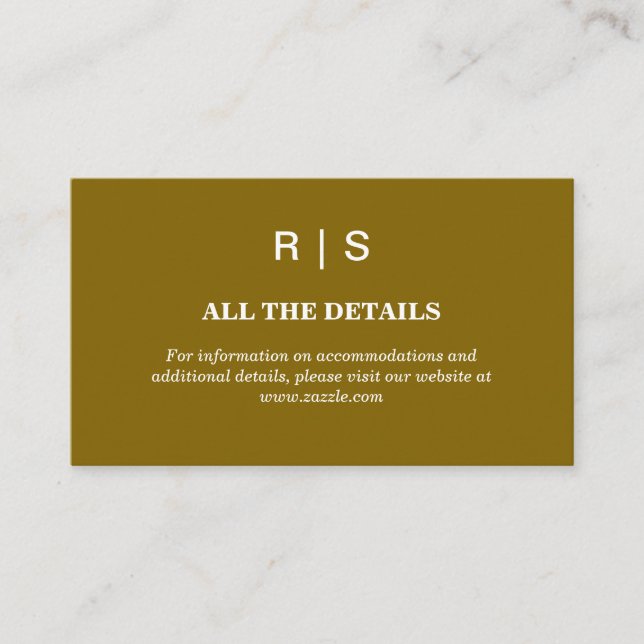 D'accompagnement Carte d'encart de mariage élégante marron monogram (Devant)