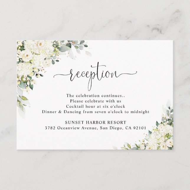 D'accompagnement Carte d'encart de réception de mariage à fleurs bl (Devant)