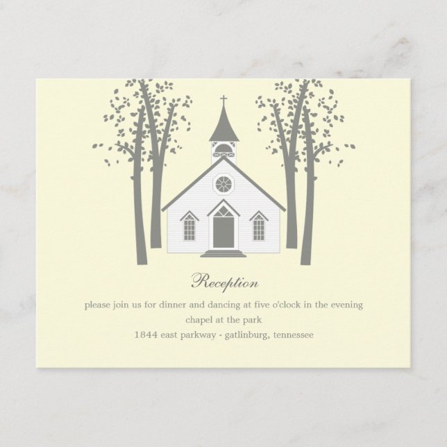 D'accompagnement Carte d'encart de réception de mariage à la chapel (Devant)