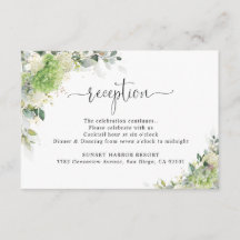 Carte d'encart de réception de mariage aux hortens