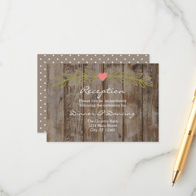 D'accompagnement Carte d'encart de réception de mariage en bois de  (Devant/Arrière en situation)
