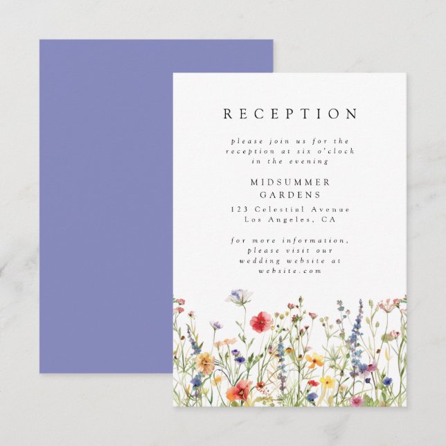 D'accompagnement Carte d'encart de réception de mariage floral colo (Devant / Derrière)