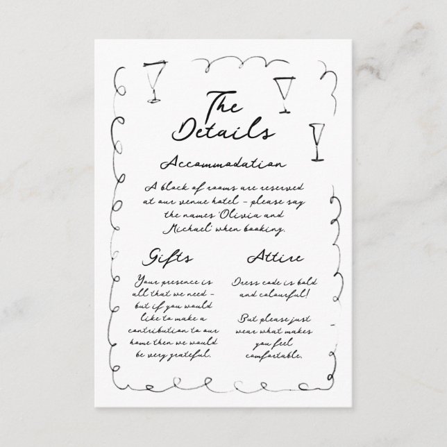 D'accompagnement Carte d'encart des détails dessinés à la main de f (Devant)