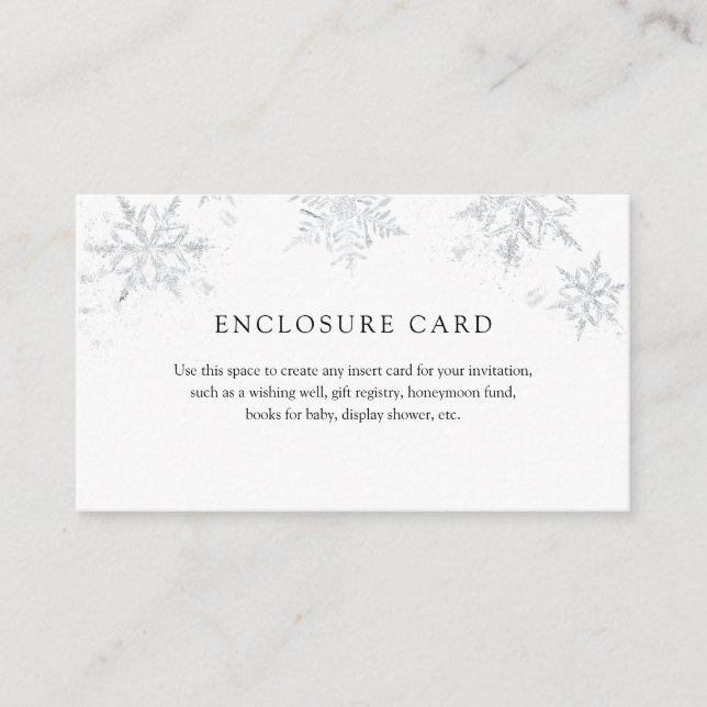 D'accompagnement Carte d'encart Flocon de Neige d'Argent d'Hiver (Devant)