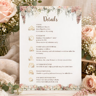 D'accompagnement Carte d'encart floral rustique à la voix douce
