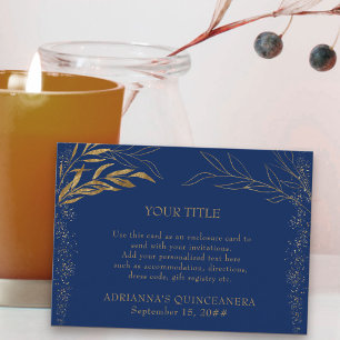 D'accompagnement Carte d'encart personnalisée à feuilles bleues et