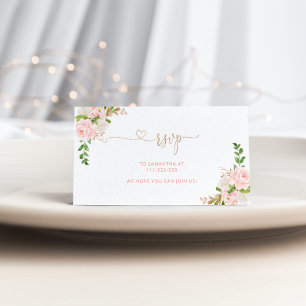 D'accompagnement Carte d'enceinte RSVP florale en or brillant