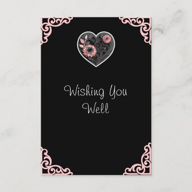 D'accompagnement Carte d'Enclos Cœur Rouge Insert Floral de Mariage (Devant)