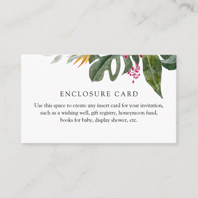 D'accompagnement Carte d'Enclos Floral Tropical (Devant)