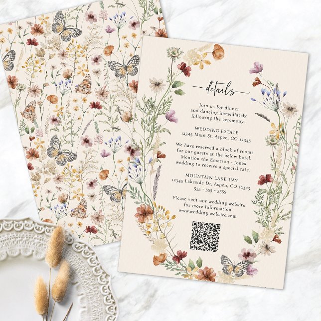 D'accompagnement Carte d'Enclosure Rustique Bohème à Fleurs Sauvage (Rustic Boho Wildflower Enclosure Card
)