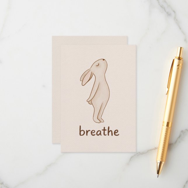 D'accompagnement Carte d'encouragement minimale Breathe Bunny (Devant/Arrière en situation)