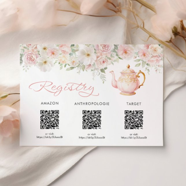 D'accompagnement Carte d'enregistrement de douche de mariée Tea Par (Tea Party Bridal Shower Registry Card Enclosure
)