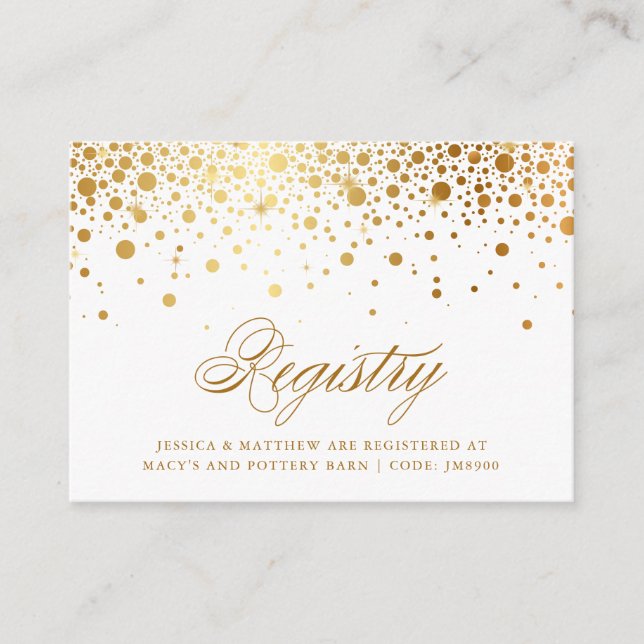 D'accompagnement Carte d'enregistrement Mariage Faux Gold Foil Conf (Devant)