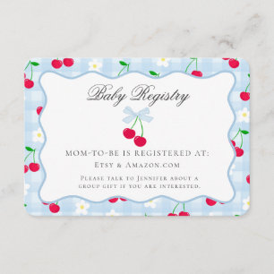 D'accompagnement Carte d'enregistrement pour bébé Cerry Sweet Blue 