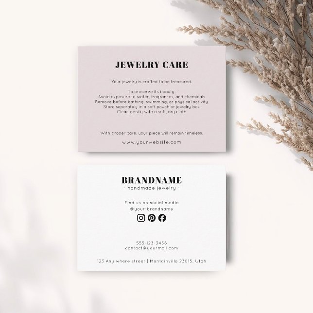 D'accompagnement Carte d'entretien de bijoux rose moderne minimalis (Créateur téléchargé)