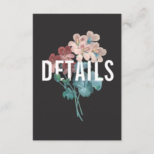 D'accompagnement Carte détail botanique de mariage d'étreinte (Devant)