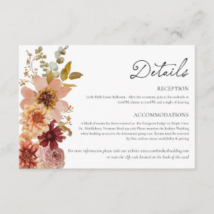 D'accompagnement Carte Détails du Mariage de automne Terracotta